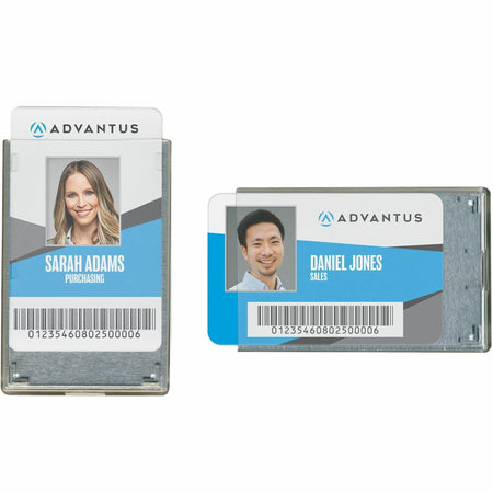 Advantus RFID Blocking Badge Holder - Support 3.38" x 2.13" Media - Vertical, Horizontal - Vinyl - Clear - Removable - 20 / Pack