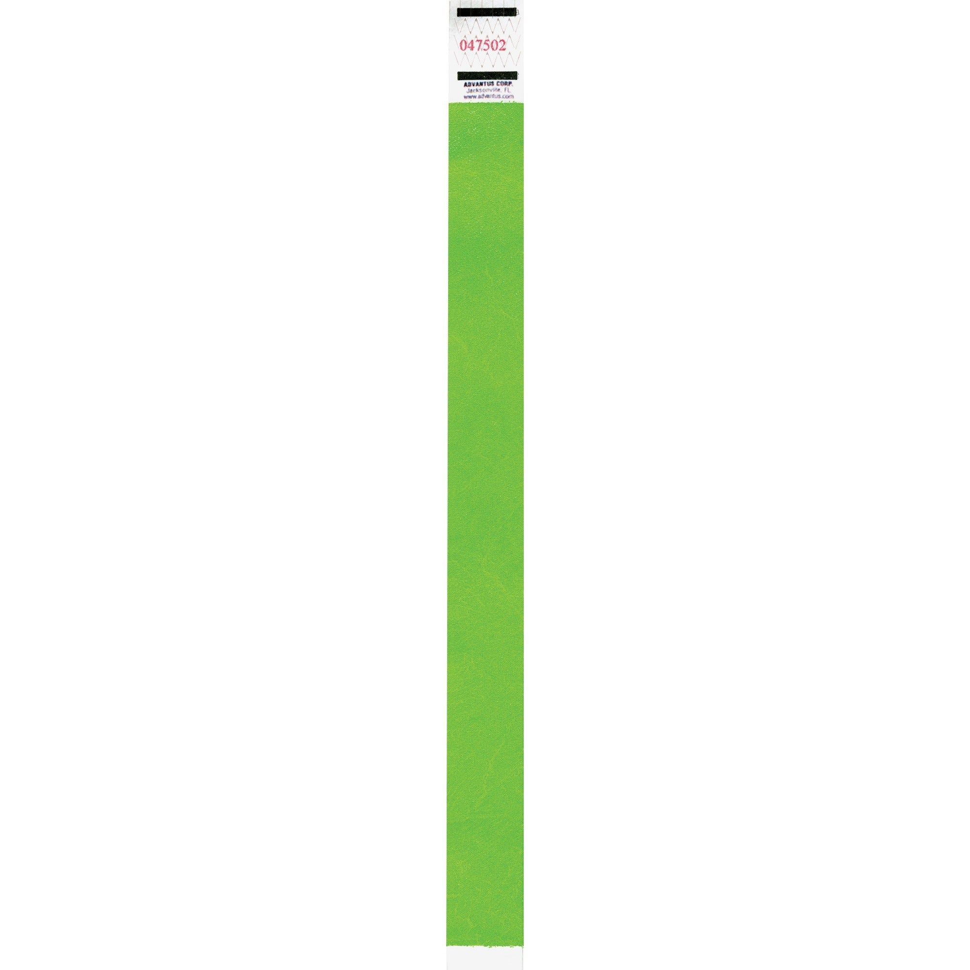 Advantus Neon Tyvek Wristbands - Neon Green - Tyvek - 500 / Pack