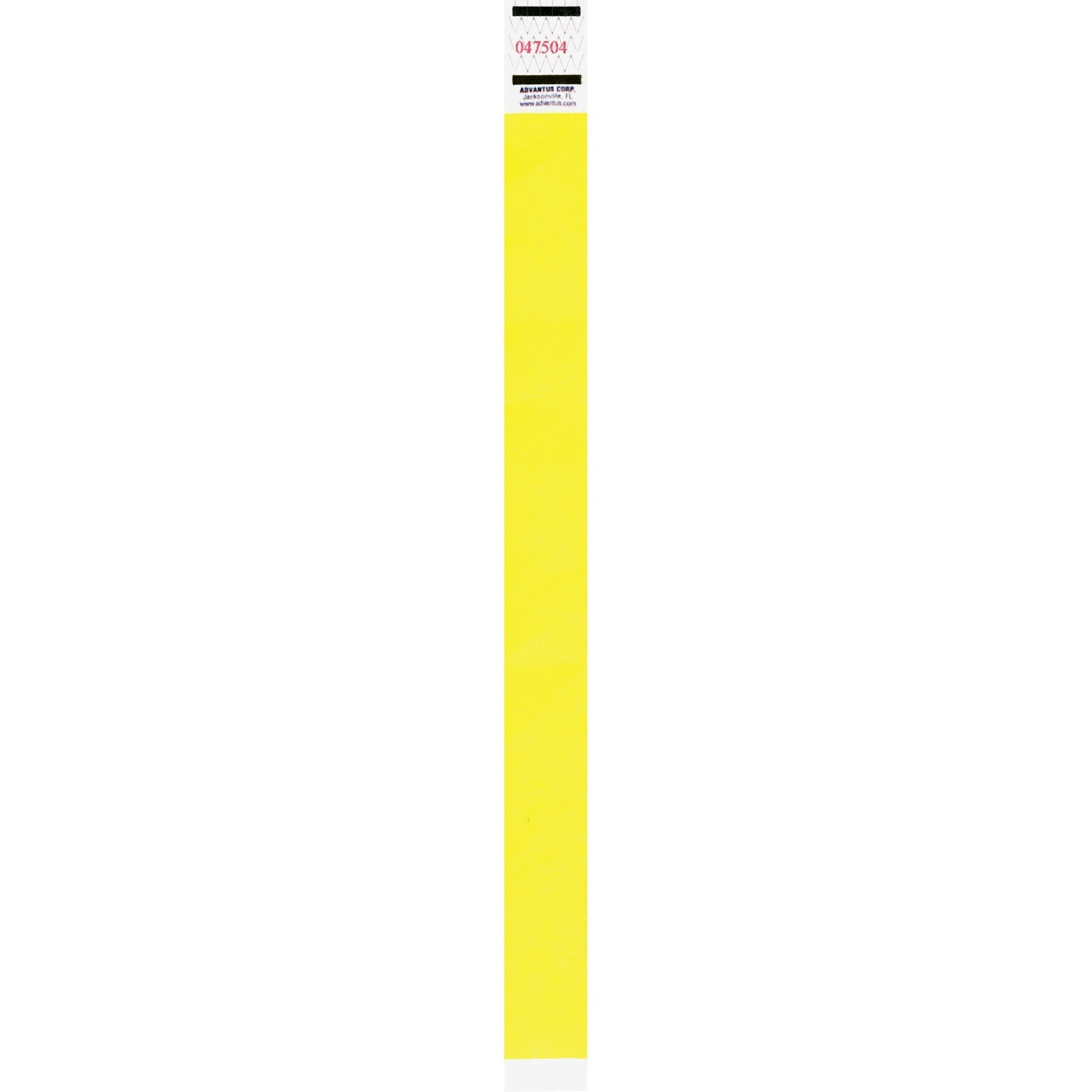 Advantus Neon Tyvek Wristbands - Neon Yellow - Tyvek - 500 / Pack