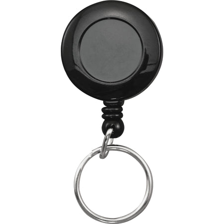 Advantus Clip-on Ring Retractable ID Reel - Black - Sturdy - 12 / Box
