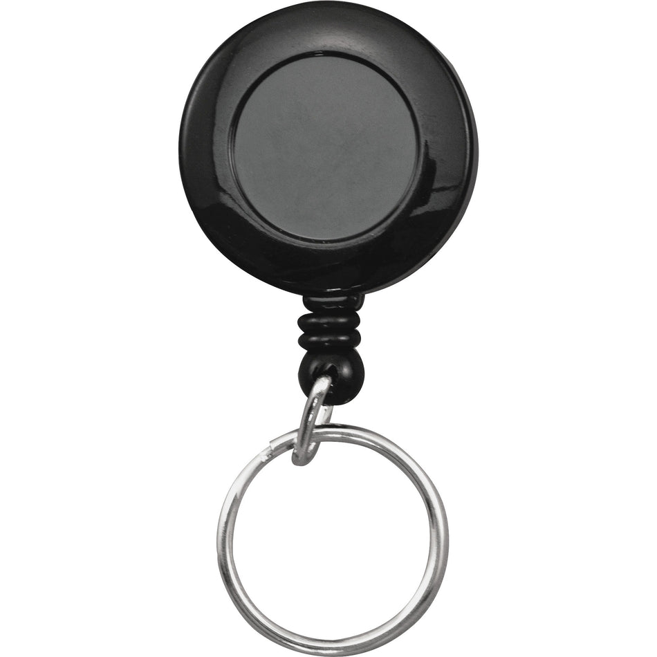 Advantus Clip-on Ring Retractable ID Reel - Black - Sturdy - 12 / Box