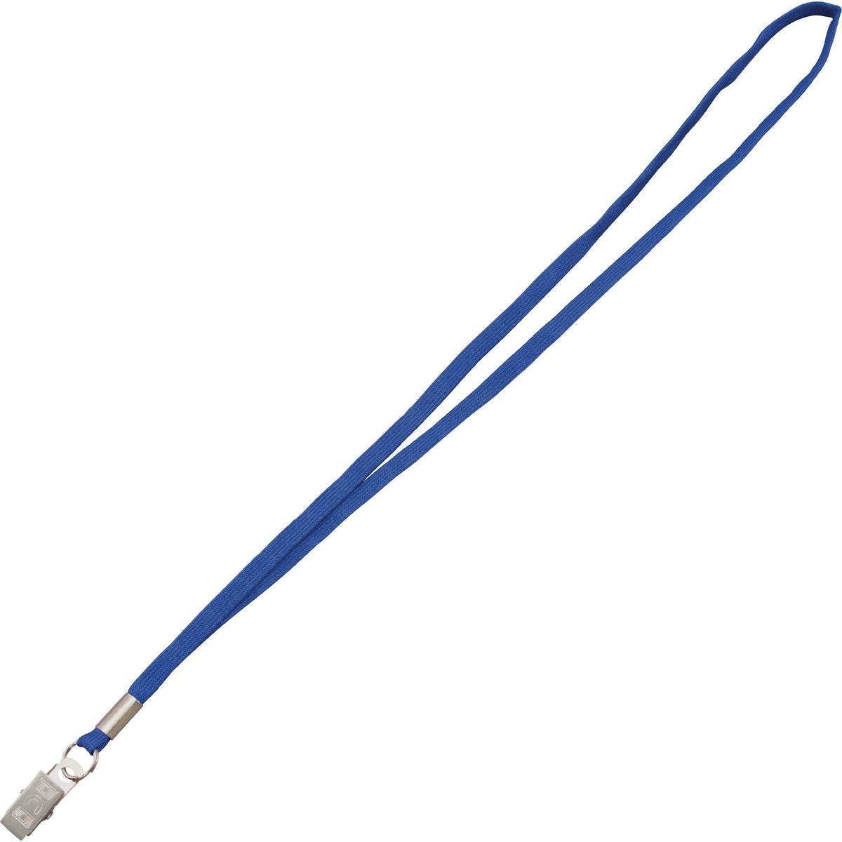 Advantus Flat Clip Lanyard - 36" Length - Blue - Woven, Metal - 100 / Box