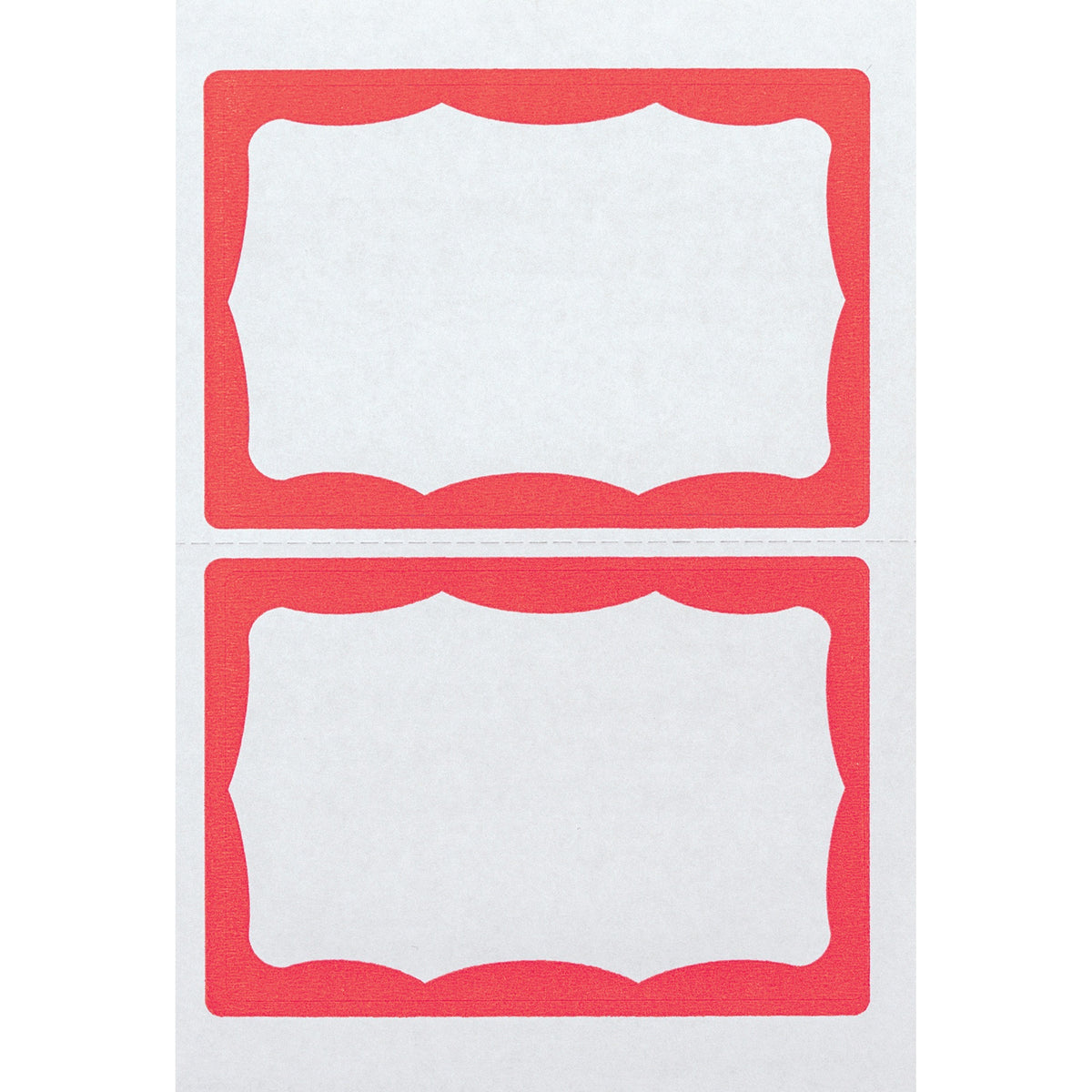 Advantus Color Border Adhesive Name Badges - 2 5/8" Height x 3 3/4" Width - Removable Adhesive - Rectangle - White, Red - 100 / Box
