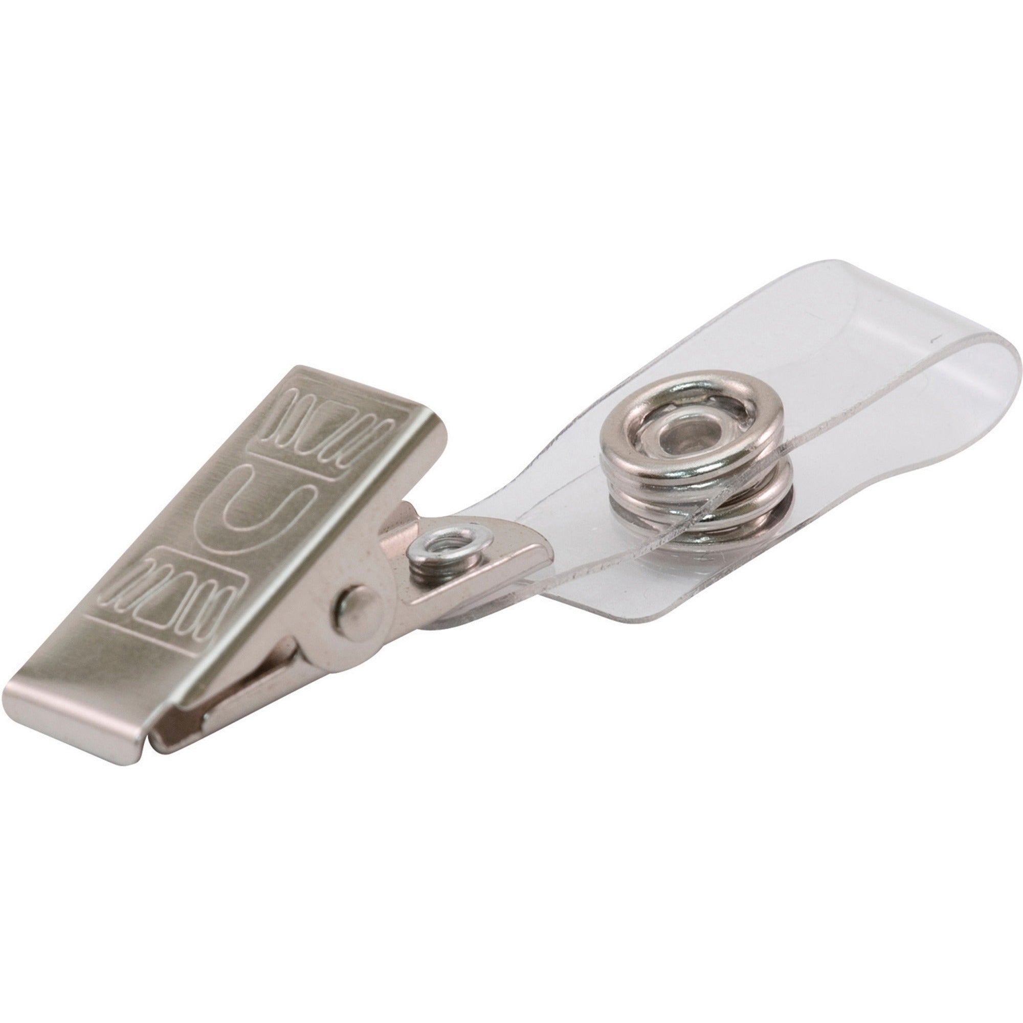 Advantus ID Badge Clip Adapters - Metal, Vinyl - Silver - 25 / Pack