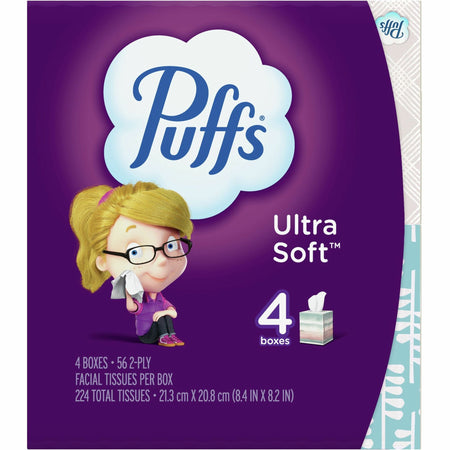 Puffs Ultra Soft Facial Tissue - 2 Ply - WhiteBox - 56/Box - 4 / Pack