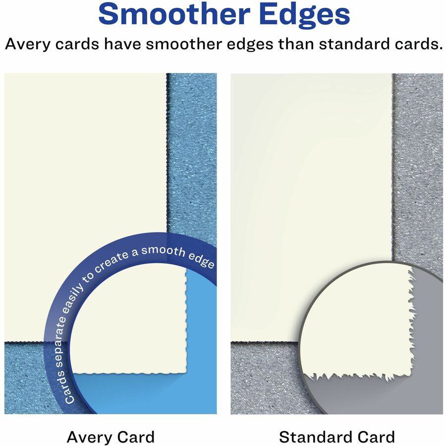 Avery®  Postcards, Ivory, Two-Sided, 4-1/4" x 5-1/2" , 100 Cards (5919) - 79 Brightness - 4 1/4" x 5 1/2" - 80 lb Basis Weight - 216 g/m&#178; Grammage - Matte - Rounded Corner, Sturdy, Double-sided, Printable, Uncoated, Perforated - Ivory - 100 / Box