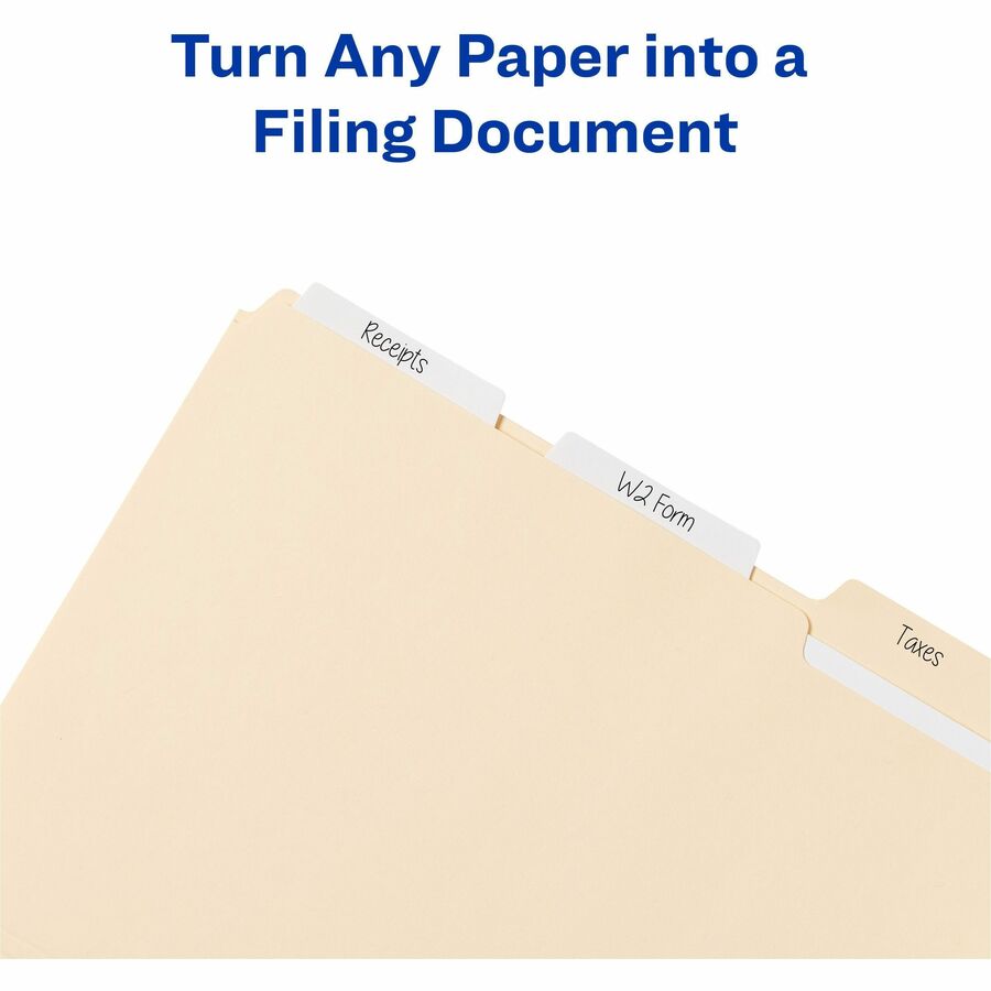Avery® UltraTabs Filing Tabs: Clear Film, White Paper - 24 Tabs