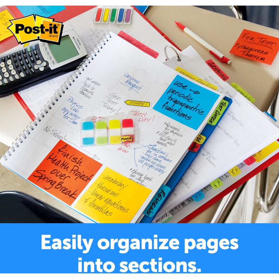 Post-it®  Easy Dispenser Tabs - 40 Tab(s) - 0.63" Tab Width - Self-adhesive - Yellow, Red, Green, Blue Tab(s) - 40 / Pack