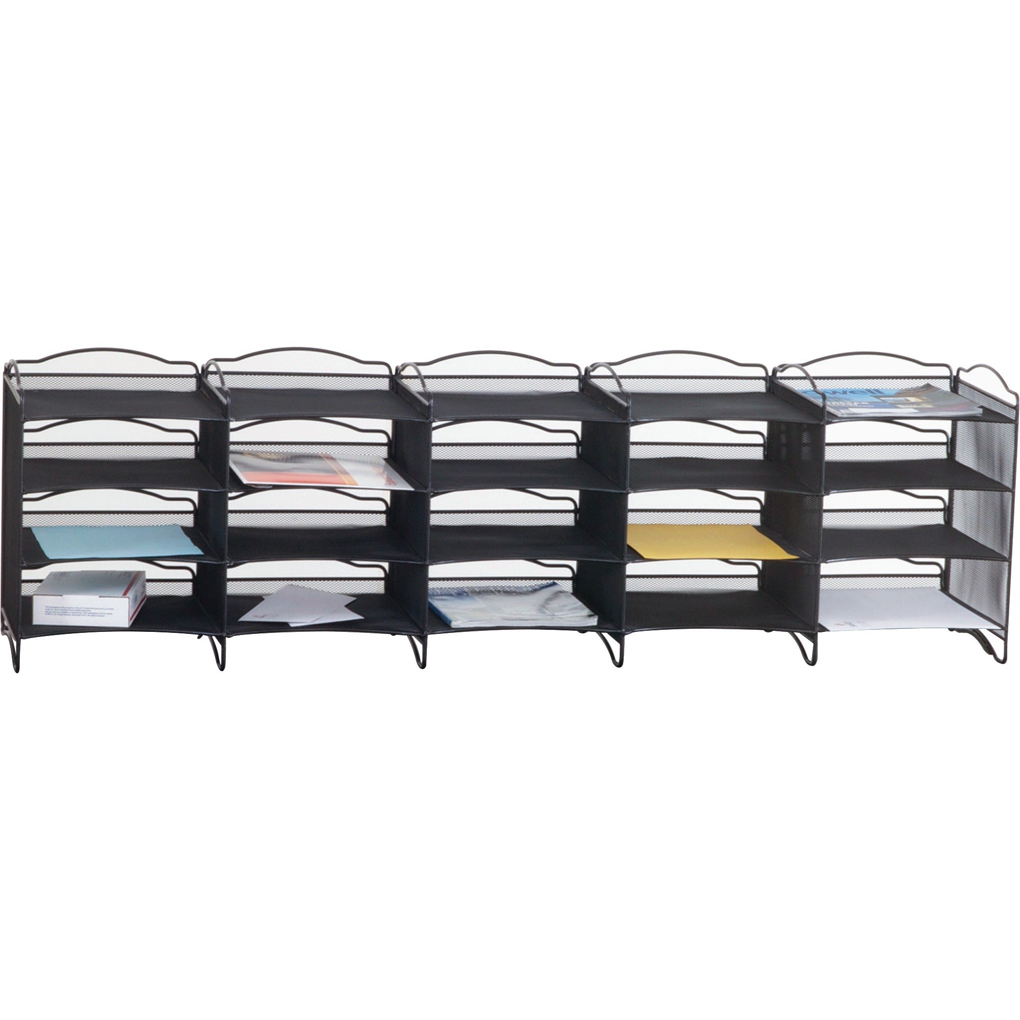 Safco Onyx Mail Sorter - 500 x Sheet - 20 Compartment(s) - Compartment Size : 3.75" x 11" x 12.50" - Sturdy - Powder Coated - Black - 1 Each