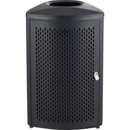Safco Nook Indoor Waste Receptacle - 13 gal Capacity - Triangular - Durable, Powder Coated, Perforated, Corrosion Resistance, Latch Door - 29.5" Height x 16.5" Width x 16.5" Depth - Steel - Black - 1 Each