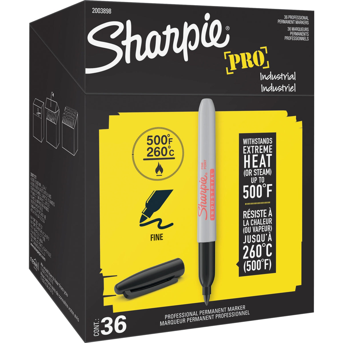 Sharpie Industrial Permanent Markers - Fine Marker Point - Black Ink - 36 / Pack