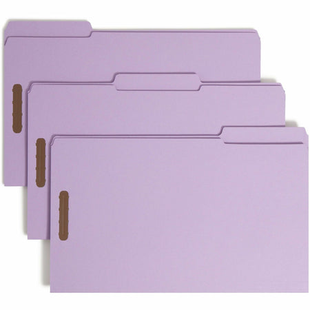 Smead 1/3 Tab Cut Legal Recycled Fastener Folder - 8 1/2" x 14" - 2 Fastener(s) - Top Tab Location - Assorted Tab Position - Lavender - 10% Recycled - 50 / Box