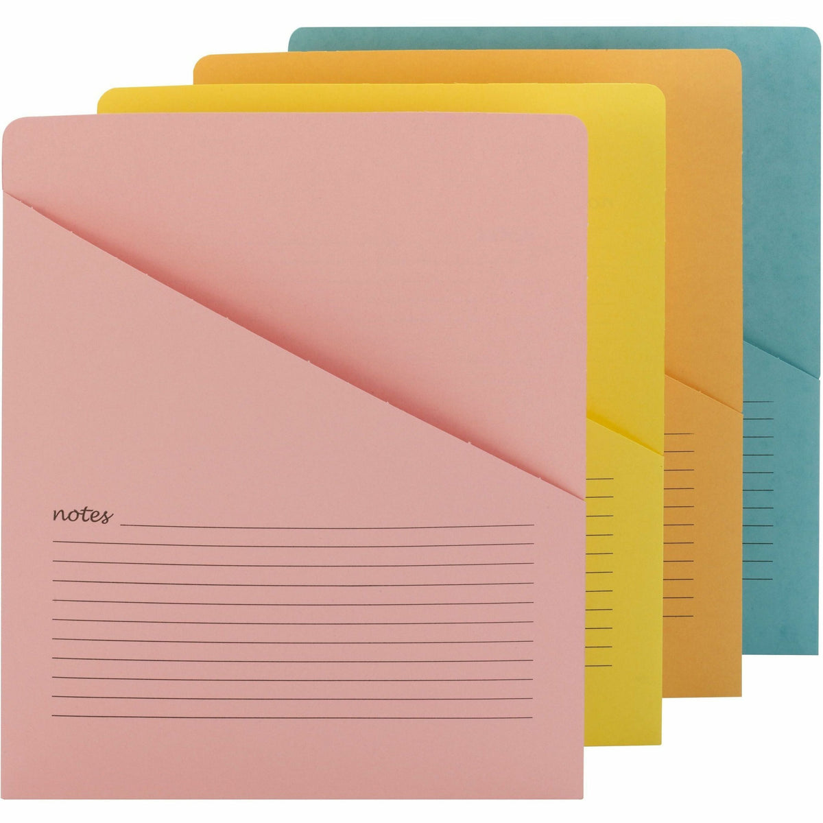 Smead Organized Up Recycled File Jacket - 11 pt. - Aqua, Goldenrod, Pink, Yellow - 10% Recycled - 12 / Pack