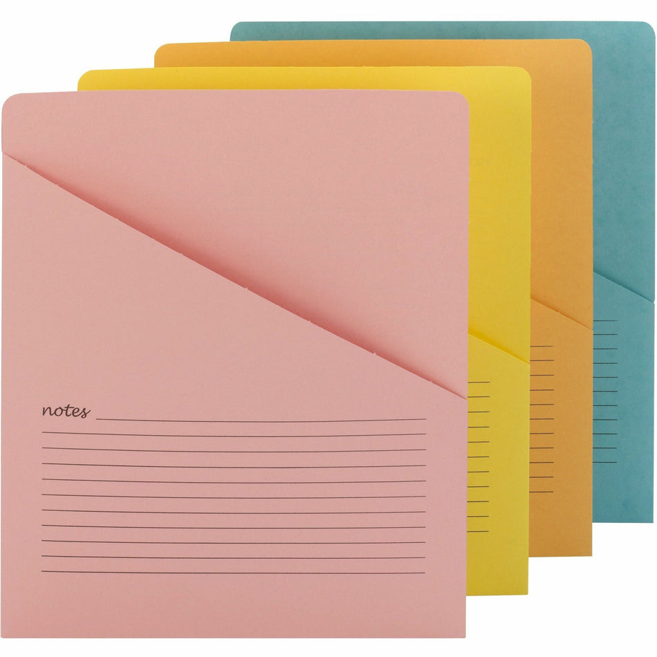 Smead Organized Up Recycled File Jacket - 11 pt. - Aqua, Goldenrod, Pink, Yellow - 10% Recycled - 12 / Pack