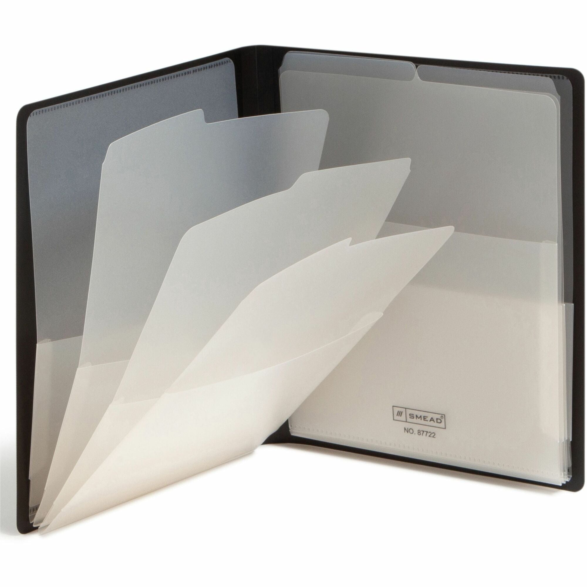 Smead Organized Up Letter Organizer Folder - 8 1/2" x 11" - 50 Sheets Capacity - 8 Pocket(s) - Black - 1 Each