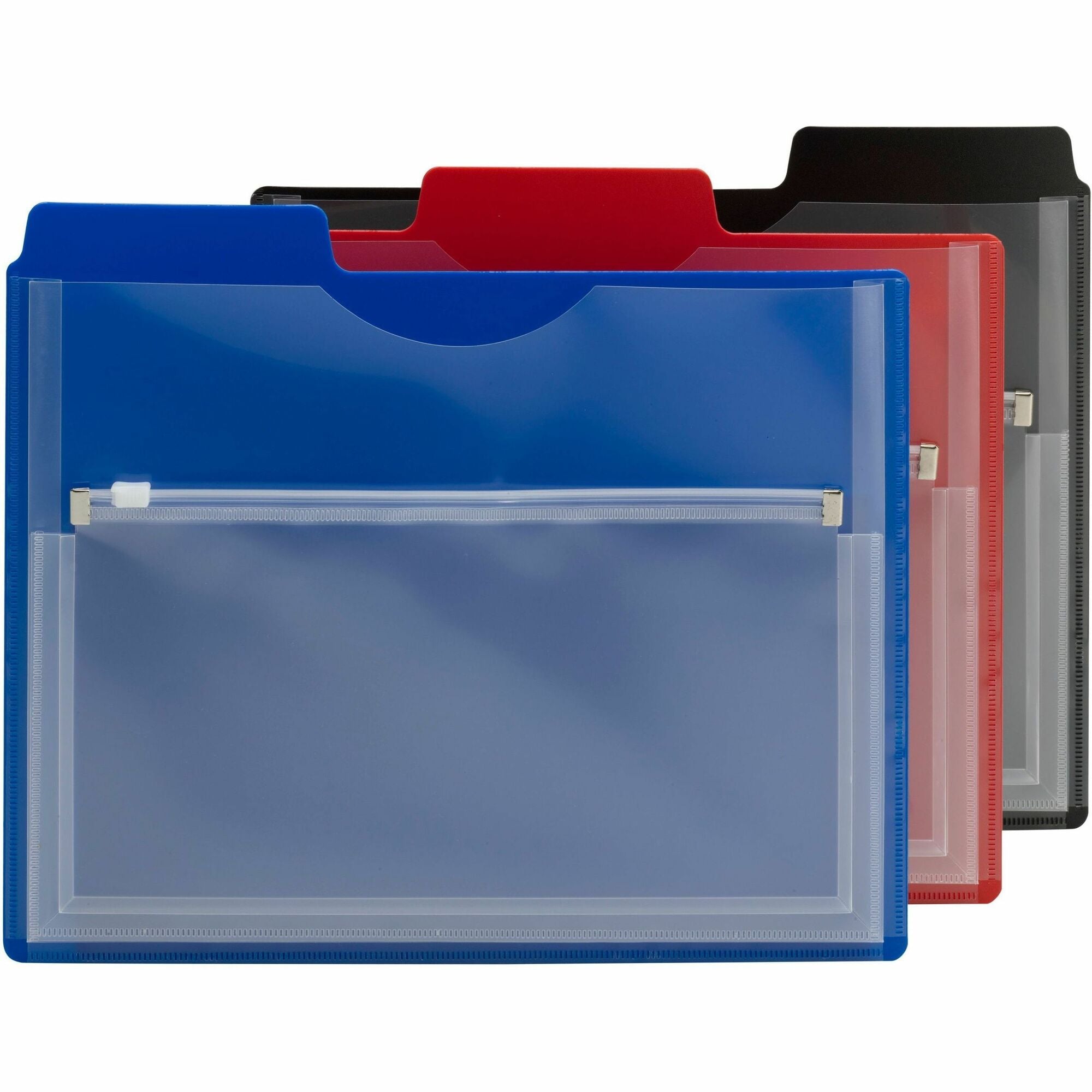 Smead 1/3 Tab Cut Letter Organizer Folder - 8 1/2" x 11" - 1/2" Expansion - 1 Pocket(s) - Blue, Red, Black - Water Proof - 3 / Pack