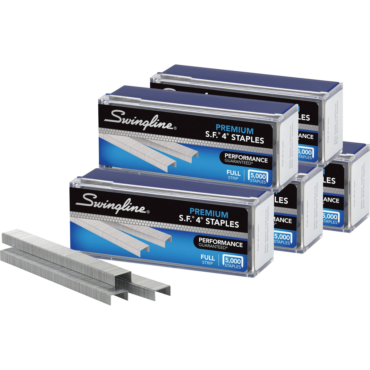 Swingline S.F. 4 Premium Staples - Premium - 1/4" Leg - for Paper - Chisel Point - Silver - 210 Per Strip - 5000 Per Cartridge - 5000/Box - 5 / Pack