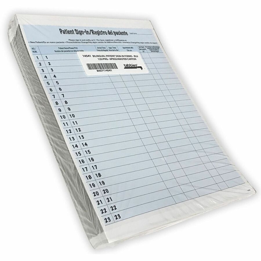 Tabbies Patient Sign-in Label Forms - Letter - 8.50" x 11" Sheet Size - Blue Sheet(s) - 125 / Pack