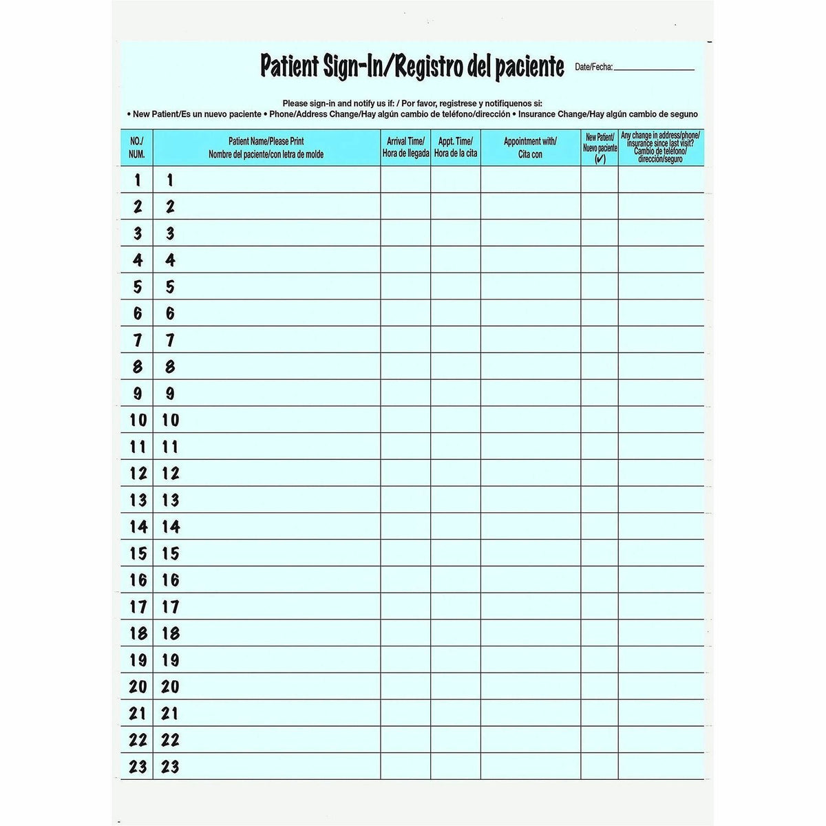 Tabbies Patient Sign-in Label Forms - Letter - 8.50" x 11" Sheet Size - Blue Sheet(s) - 125 / Pack