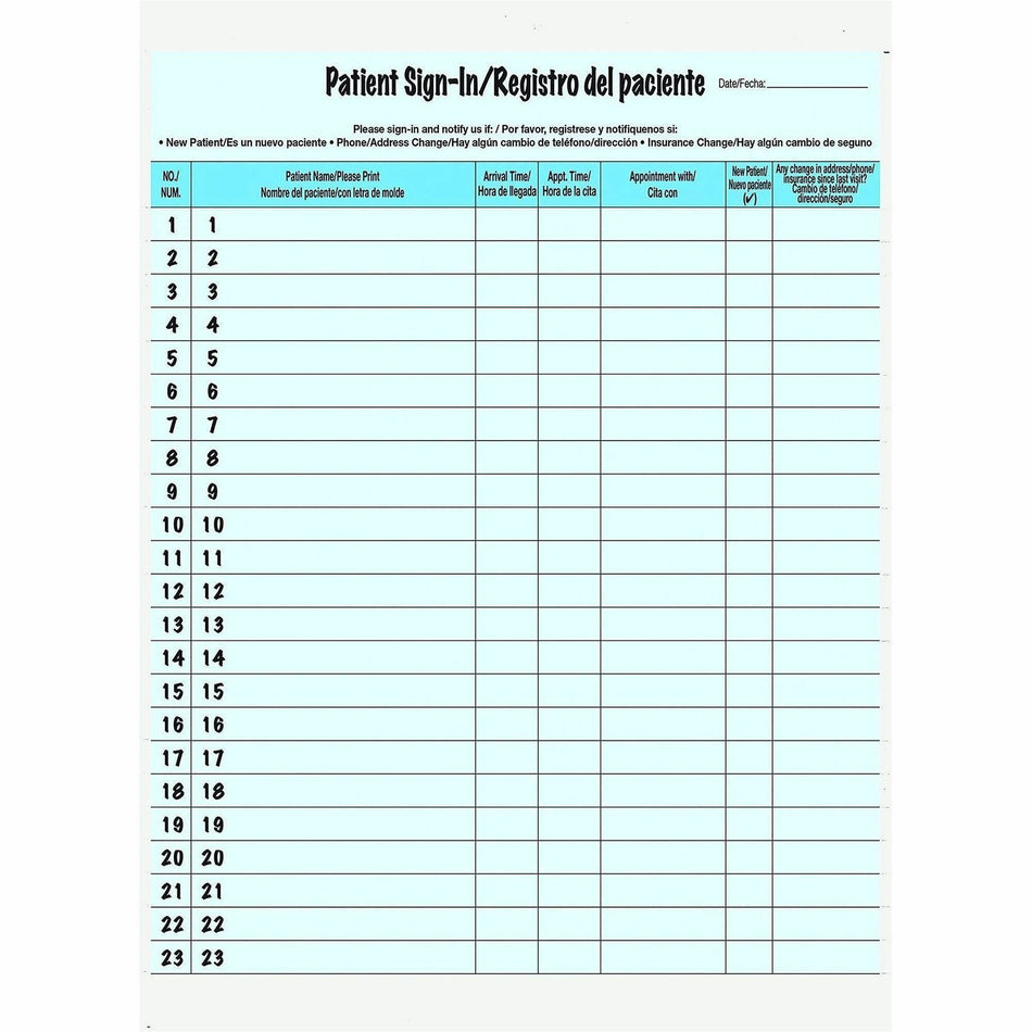 Tabbies Patient Sign-in Label Forms - Letter - 8.50" x 11" Sheet Size - Blue Sheet(s) - 125 / Pack