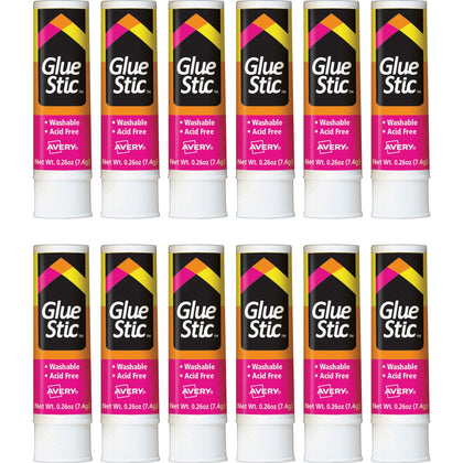 Avery®  Permanent Glue Stic - 0.26 fl oz - White - 12 / Box