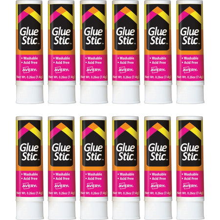 Avery®  Permanent Glue Stic - 0.26 fl oz - White - 12 / Box