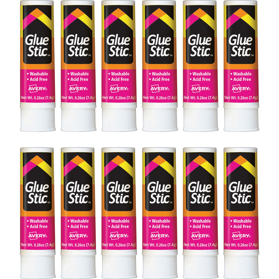 Avery®  Permanent Glue Stic - 0.26 fl oz - White - 12 / Box