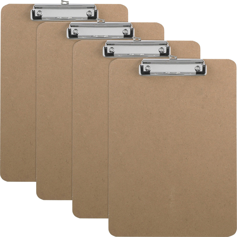 Business Source Flat Clip Clipboard - 9" x 12 1/2" Sheet Size - Hardboard - Brown - 6 / Box