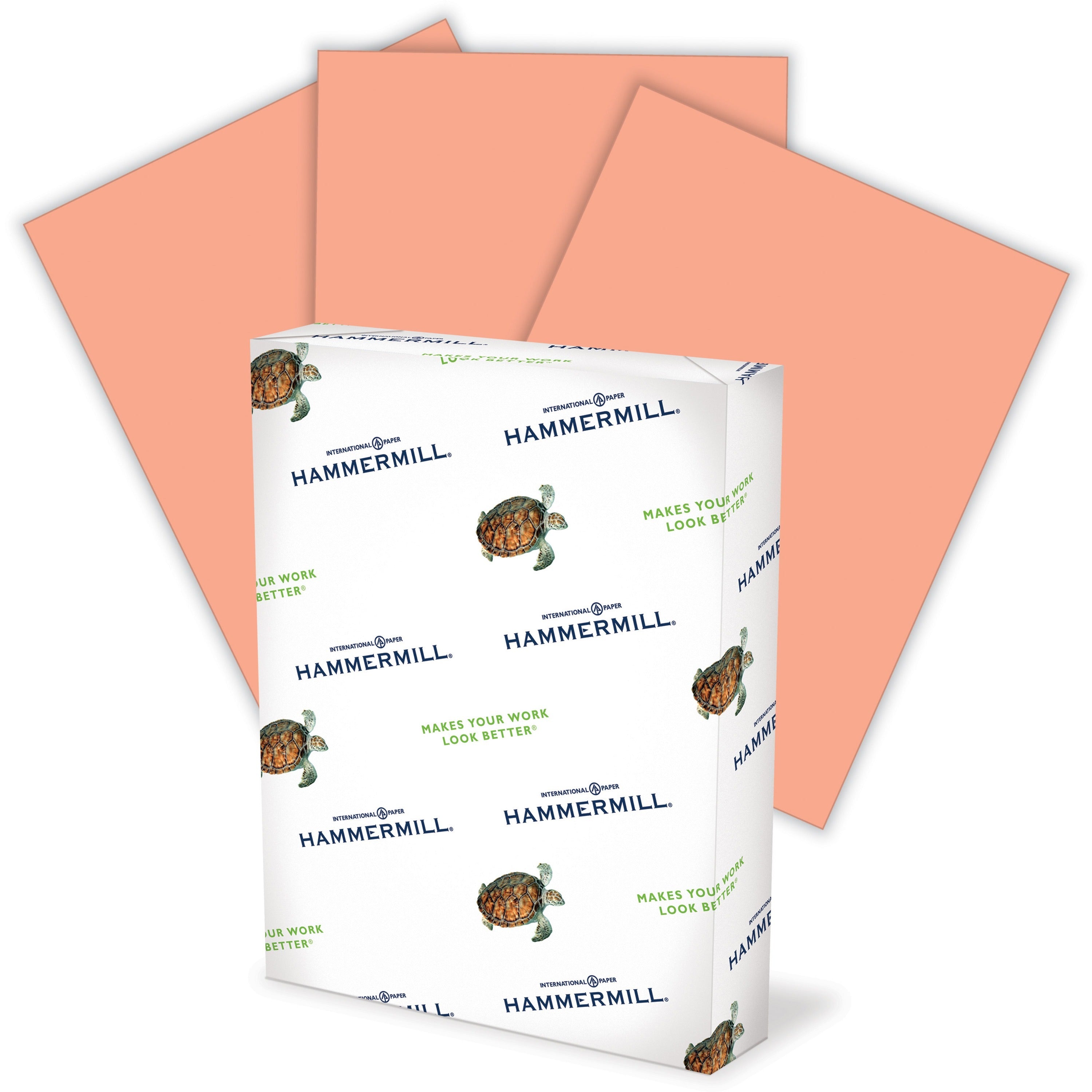 Hammermill Colors Recycled Copy Paper - Salmon - Letter - 8 1/2" x 11" - 20 lb Basis Weight - Smooth - Jam-free, Archival-safe, Acid-free - Salmon - 500 Sheets per Ream - 10 / Carton