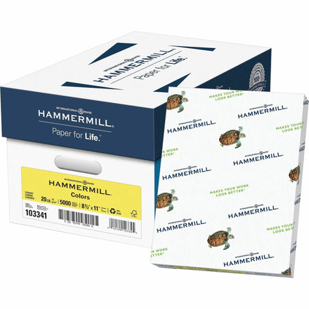 Hammermill Colors Recycled Copy Paper - Canary - Letter - 8 1/2" x 11" - 20 lb Basis Weight - Smooth - Jam-free, Archival-safe, Acid-free - Canary - 500 Sheets per Ream - 10 / Carton
