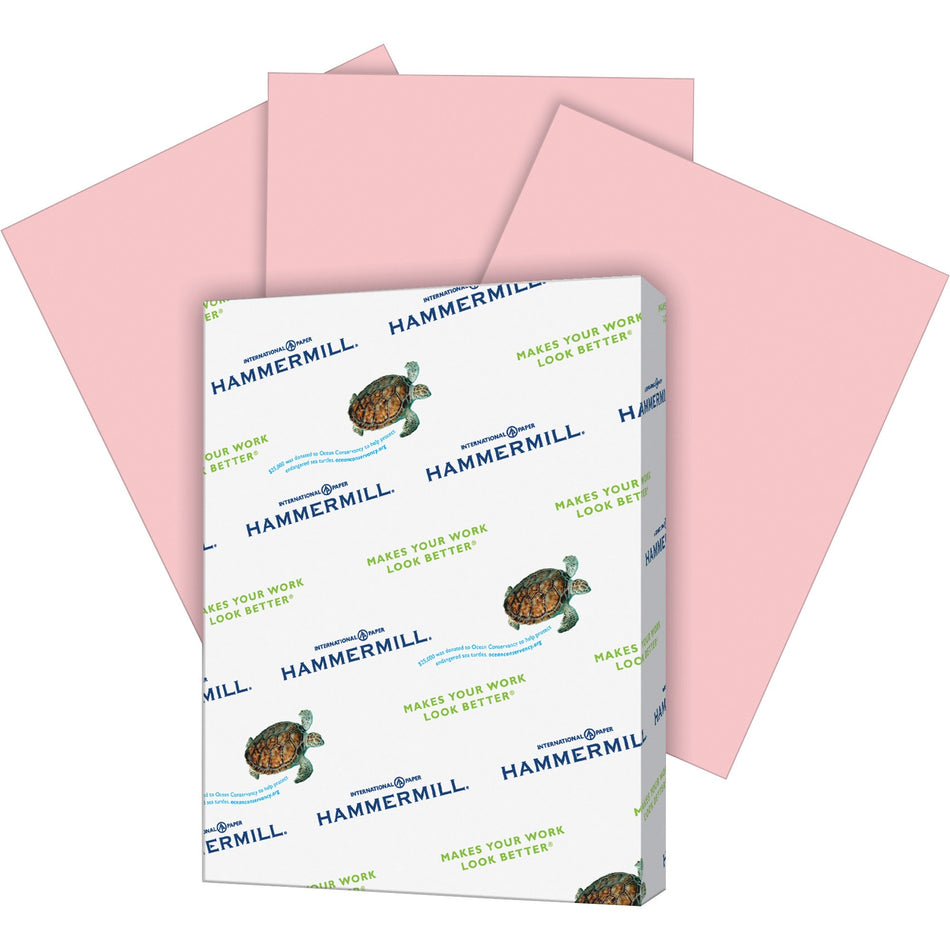 Hammermill Colors Recycled Copy Paper - Pink - Letter - 8 1/2" x 11" - 20 lb Basis Weight - Smooth - Jam-free, Archival-safe, Acid-free - Pink - 500 Sheets per Ream - 10 / Carton