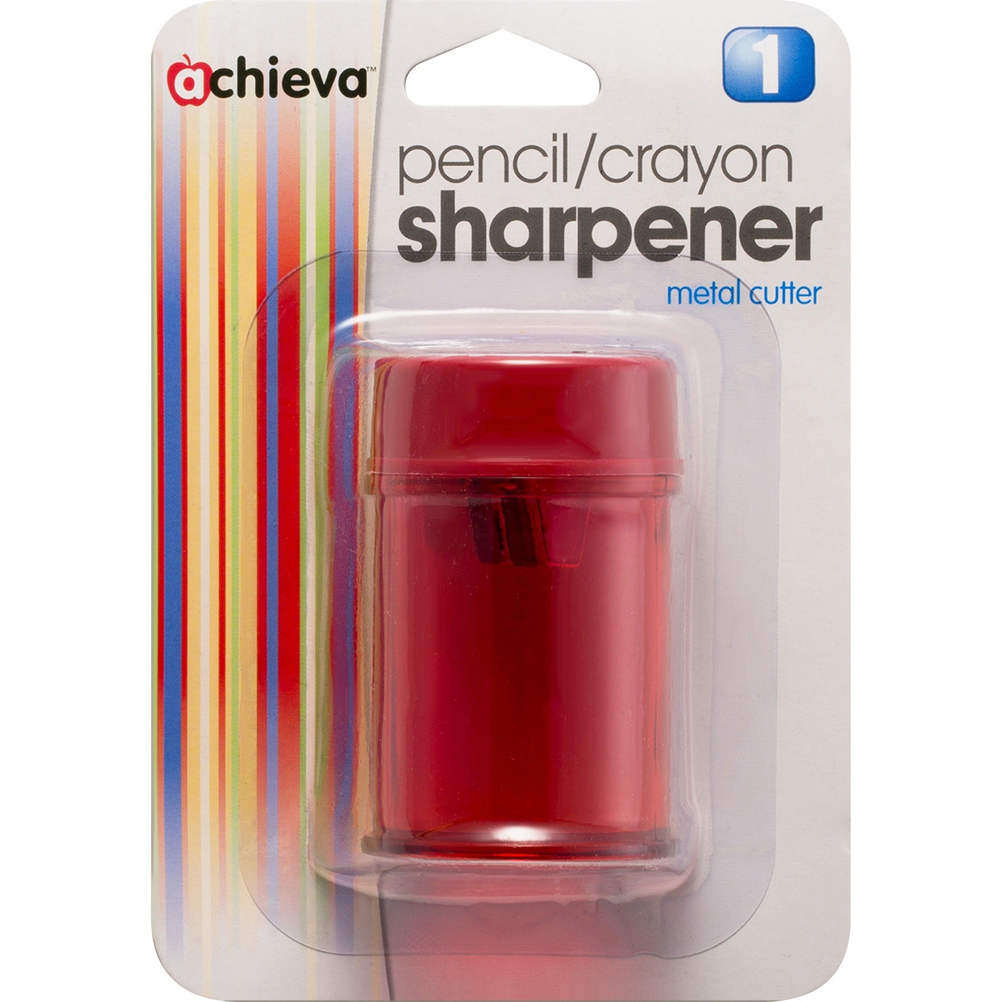 Officemate Double Barrel Pencil/Crayon Sharpener - Translucent Red - 8/Box - Sharpeners