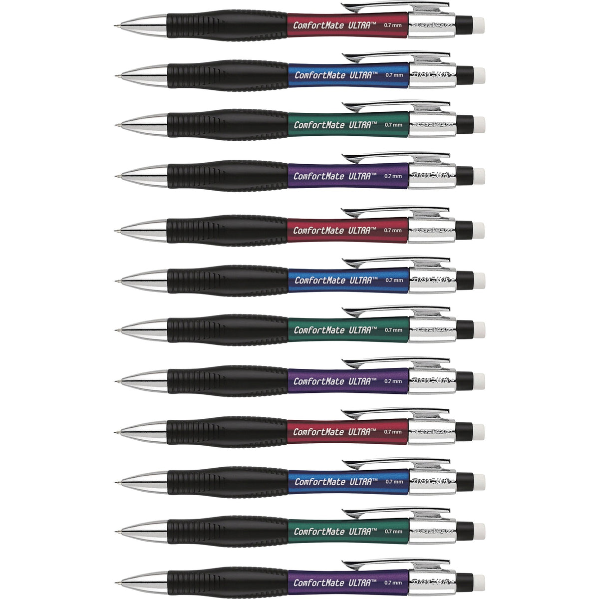 Paper Mate Comfortable Ultra Mechanical Pencils - 0.7 mm Black Lead - #2 - Assorted Barrel - 1 Dozen