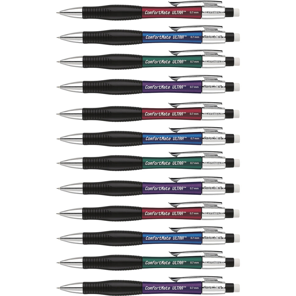 Paper Mate Comfortable Ultra Mechanical Pencils - 0.7 mm Black Lead - #2 - Assorted Barrel - 1 Dozen