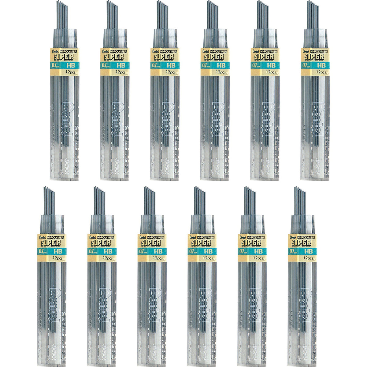 Pentel Super Hi-Polymer 0.7mm HB Black Leads - 12/Tube - Refills