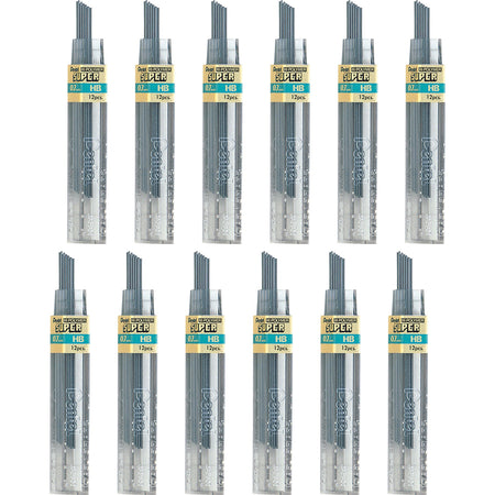 Pentel Super Hi-Polymer 0.7mm HB Black Leads - 12/Tube - Refills