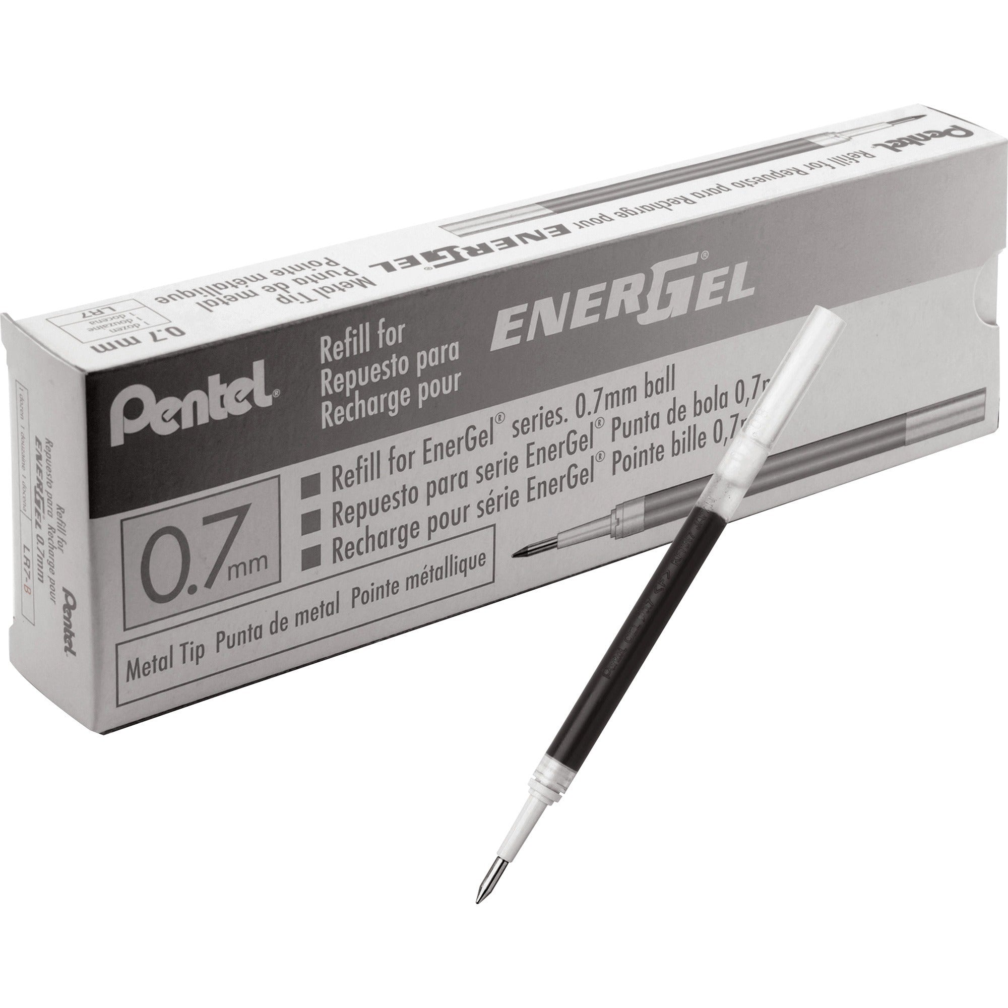 EnerGel Liquid Gel Pen Refill: 0.70mm Black Ink - Smudge Proof Quick-drying - 12/Box - Refills