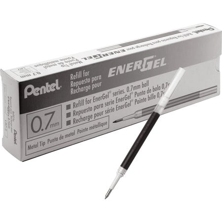 EnerGel Liquid Gel Pen Refill: 0.70mm Black Ink - Smudge Proof Quick-drying - 12/Box - Refills
