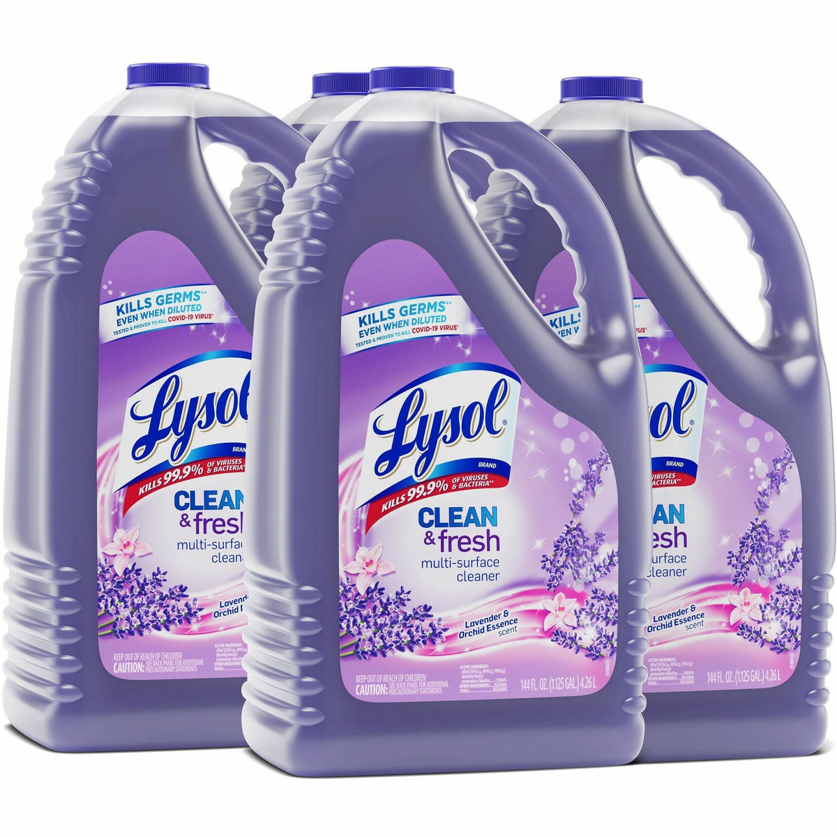 Lysol Clean/Fresh Lavender Cleaner - For Multi Surface - 144 fl oz (4.5 quart) - Clean & Fresh Lavender Orchid Scent - Recommended For: Stain Remover - Long Lasting, Disinfectant - Purple - 4 / Carton