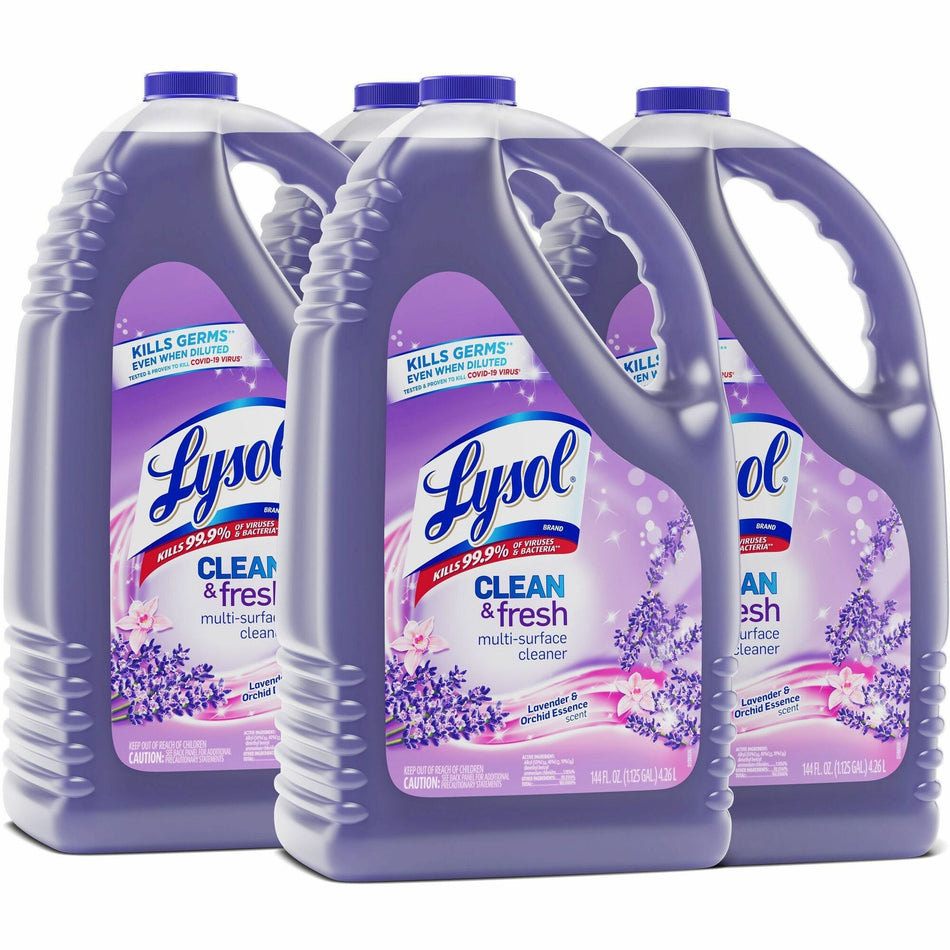 Lysol Clean/Fresh Lavender Cleaner - For Multi Surface - 144 fl oz (4.5 quart) - Clean & Fresh Lavender Orchid Scent - Recommended For: Stain Remover - Long Lasting, Disinfectant - Purple - 4 / Carton