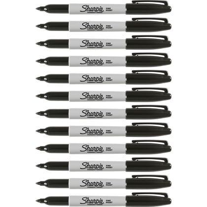 Sharpie Fine Point Black Permanent Markers - Alcohol-Based Ink - 1 Dozen - & Dry-Erase