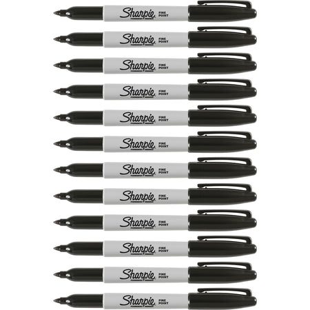Sharpie Fine Point Permanent Ink Markers - Fine Marker Point - Black Ink - Alcohol Based - 1 Dozen