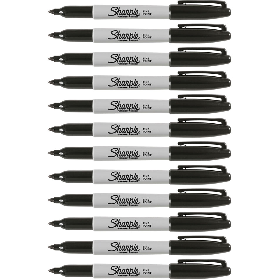 Sharpie Fine Point Permanent Ink Markers - Fine Marker Point - Black Ink - Alcohol Based - 1 Dozen