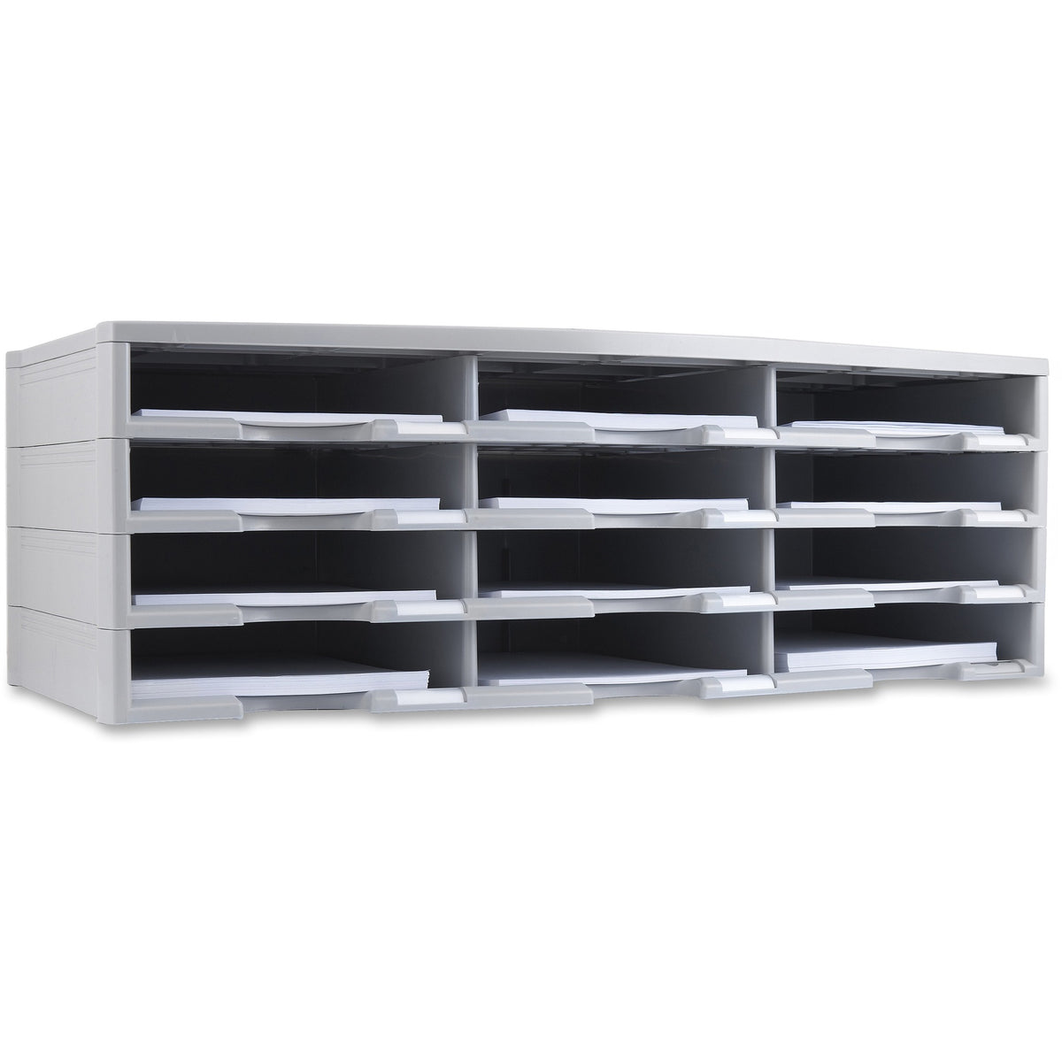 Storex 12-compartment Organizer - 6000 x Sheet - 12 Compartment(s) - Compartment Size : 9.50" x 12" - 10.50" Height x 14.13" Width31.38" Length - 100% Recycled - Gray - Polystyrene - 1 Each