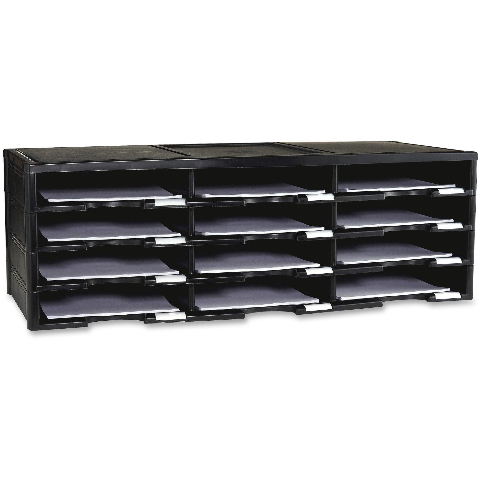Storex 12-compartment Organizer - 6000 x Sheet - 12 Compartment(s) - Compartment Size : 9.50" x 12" - 10.50" Height x 14.13" Width31.38" Length - 100% Recycled - Black - Polystyrene - 1 Each