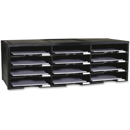 Storex 12-compartment Organizer - 6000 x Sheet - 12 Compartment(s) - Compartment Size : 9.50" x 12" - 10.50" Height x 14.13" Width31.38" Length - 100% Recycled - Black - Polystyrene - 1 Each