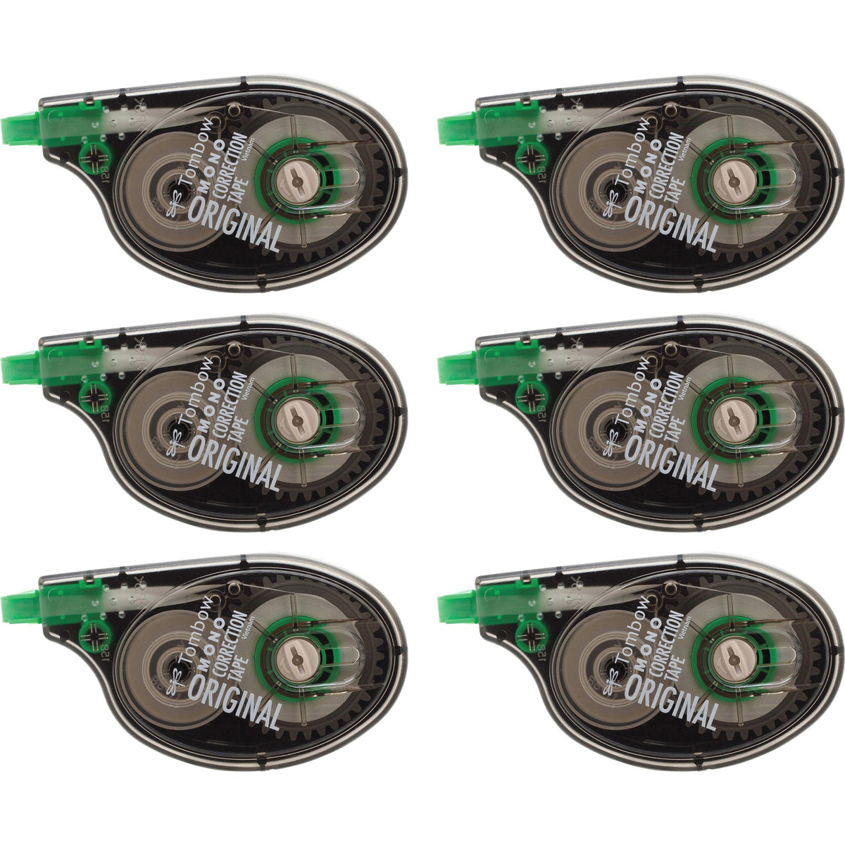 Tombow Original Mono Correction Tape - 0.16" Tape Width x 32.81 ft Tape Length - 1 Line(s) - White Tape - Ergonomic Dispenser - Non-refillable - White - 6 / Box