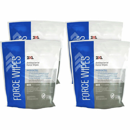 2XL Antibacterial Force Wipes Bucket Refill - Non-irritating, Soft, Hygienic, Durable, Absorbent, Anti-bacterial, Disposable, Disinfectant, Non-irritating, Absorbent, Refillable - White - 900/Pack - 4 / Carton