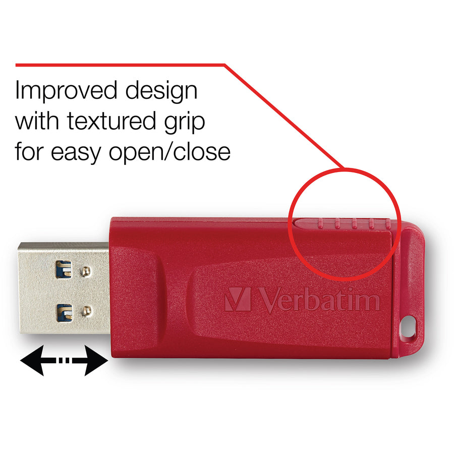 Verbatim Store 'n' Go USB Flash Drives - 16 GB - USB 2.0 - Red - Lifetime Warranty - 4 / Carton
