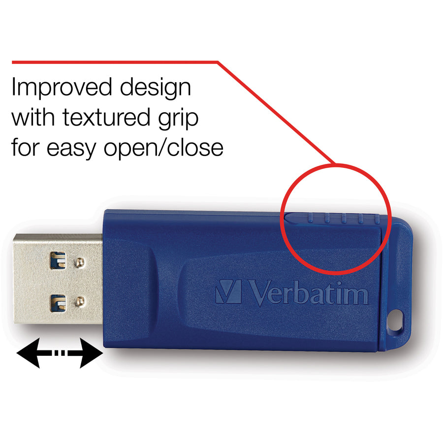 Verbatim 16GB USB Flash Drives - 16 GB - USB - Blue - 4 / Carton